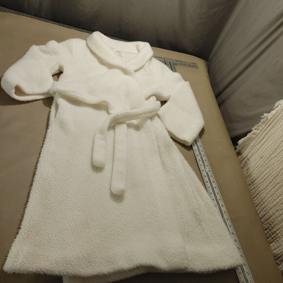 JC Penneys White Long Robe Vintage Meduim Pockets Fleece Housecoat Cozy - Picture 4 of 12